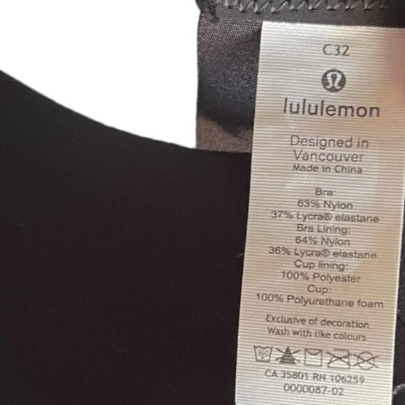 Lululemon Fine Form Bra 32C Black Convertible Racerback - Picture 13 of 14